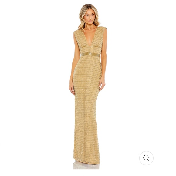 Mac Duggal Dresses & Skirts - Mac Duggal Gold Deep V Sequin Column Gown